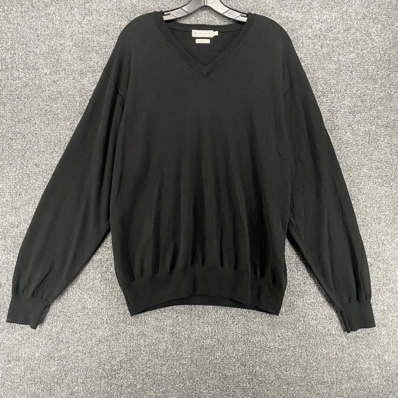 Peter Millar Other - Peter Millar Sweater Mens L Black Merino Wool V-Neck Academia Casual Prep Office